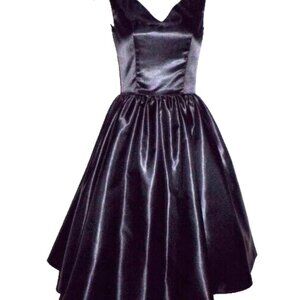 Women's XXS 00 Vintage Dolly Couture Black Satin Dress 24" Waist Retail $2000
